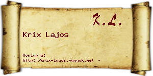 Krix Lajos névjegykártya